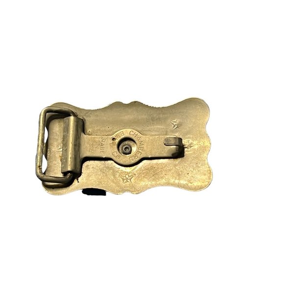 Vintage Silver tone Chambers Belt buckle Saddle Southwestern Cowboy USA - Picture 3 of 4